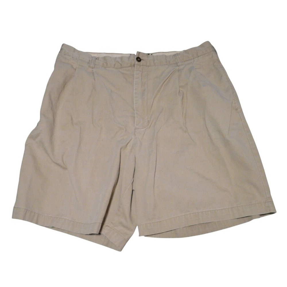 VTG Chaps Ralph Lauren Shorts Mens 38 Khaki Tan Classic Cotton Pleated Chino